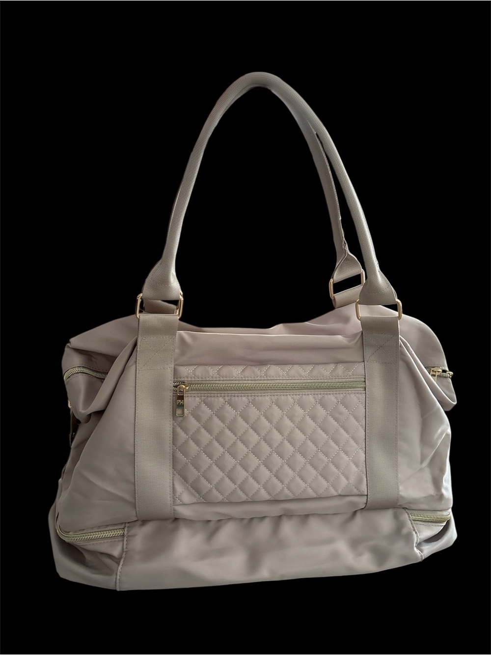 Paris Hilton Light Beige Quilted Tote with Gold-Tone Logo - Picture 2 of 13